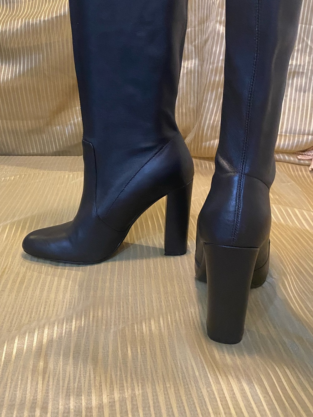 ETON women Black Genuine Leather Heeled Boots, size 9